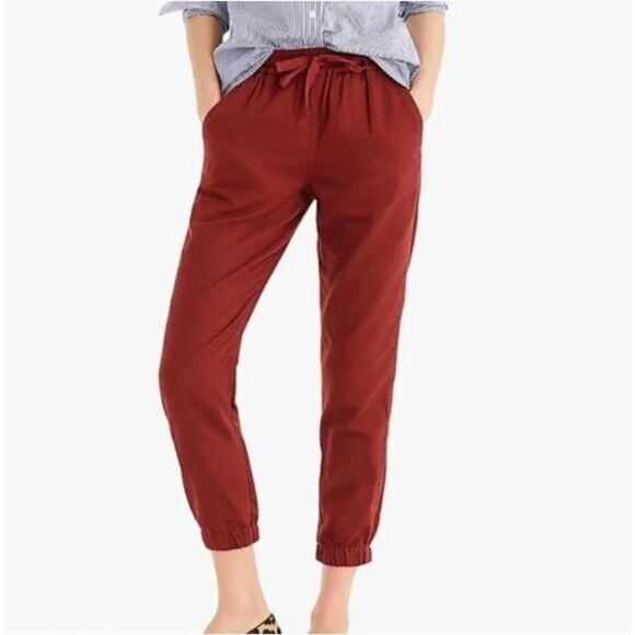 J. Crew Point Sur Seaside Jogger Pants Cotton Twill‎ Red Beach Coastal Size 4 - Picture 1 of 7